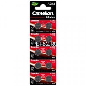  Батарейка Camelion G12  BL-10 Mercury FRee (AG12-BP10(0%Hg), 386A/LR43/186 батарейка для часов)