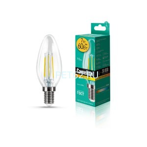 Светодиодная лампа  Camelion 7 вт LED7-Свеча (C35)-FL-Лампа нитевидная (Filament)/3000К/E14