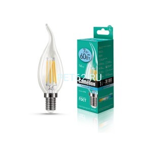 Светодиодная лампа  Camelion 7 вт LED7-свеча на ветру (CW35)-FL-Лампа нитевидная (Filament)/4500К/E14