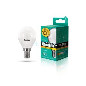 Светодиодная лампа  Camelion 12 вт LED12-Шарик (G45)/3000К/E14