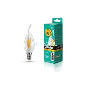 Светодиодная лампа  Camelion 12 вт LED12-свеча на ветру (CW35)-FL-Лампа нитевидная (Filament)/3000К/E14