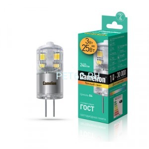 Светодиодная лампа  Camelion 3вт LED3-G4-JD-NF/3000К/G4