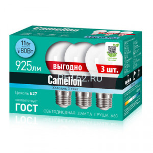Camelion LED11-A60-3/845/E27 (11Вт 220В ПРОМО 3)